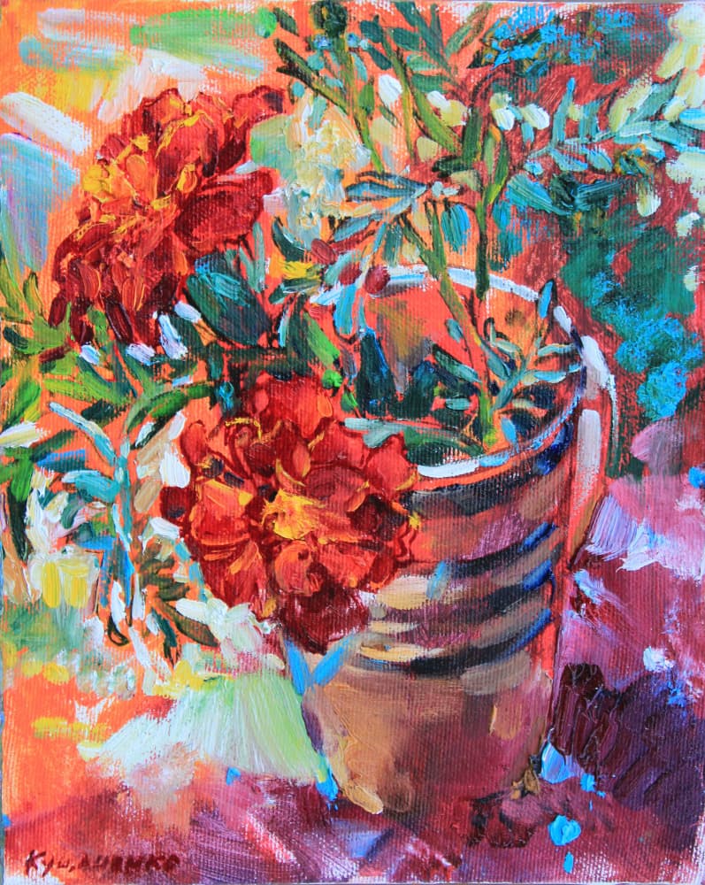 Vibrant Marigold Bouquet by Andrii Kutsachenko — canvas wall art