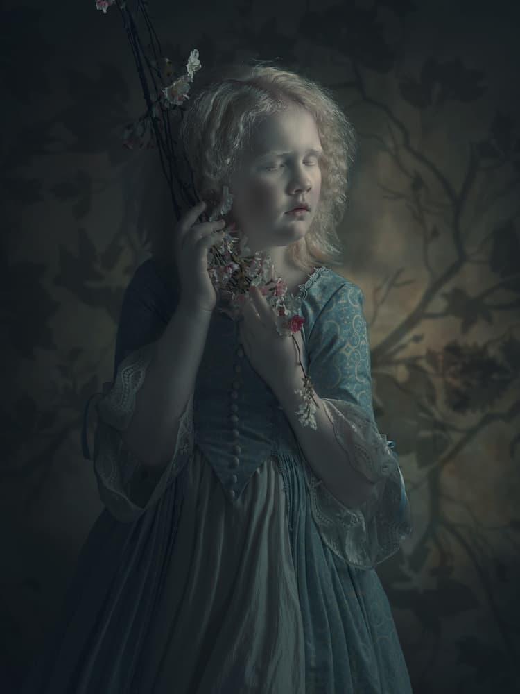 Dreamy Girl with Flowers by Ewa Cwikla — canvas wall art