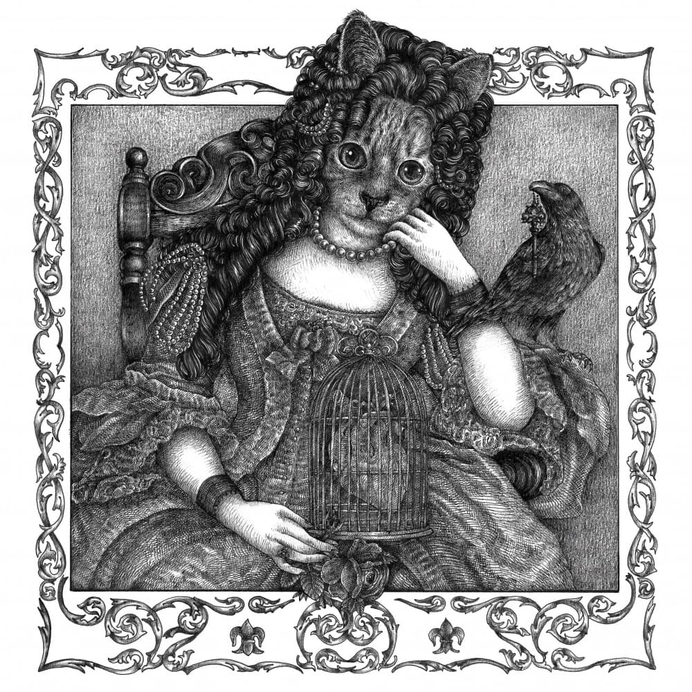 Rococo Cat Lady by Nicole Bustamante — canvas wall art