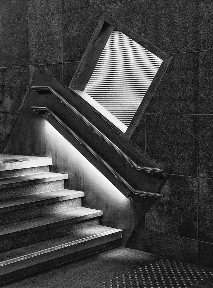 Modern Geometric Staircase by Jef Van den Houte — canvas wall art