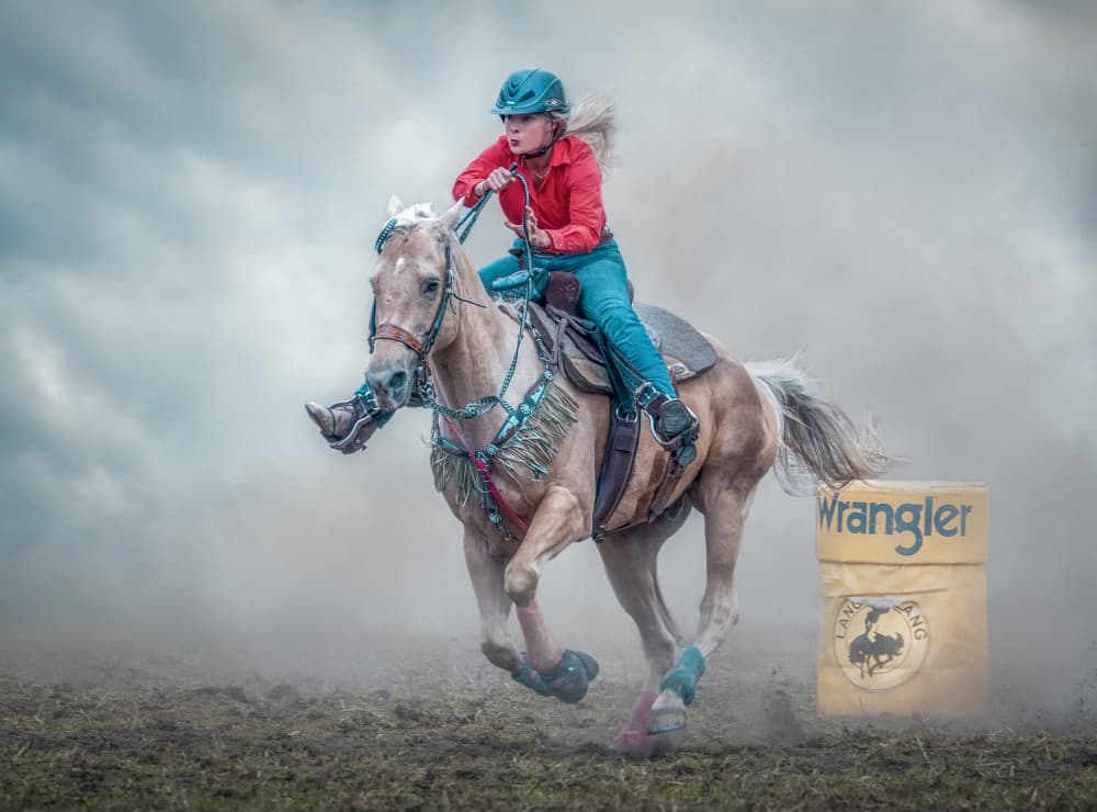 Cowgirl Barrel Race by Frank Ma — canvas wall art