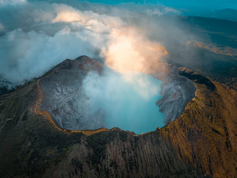 Golden Crater Lake View by Irene Wu — canvas wall art