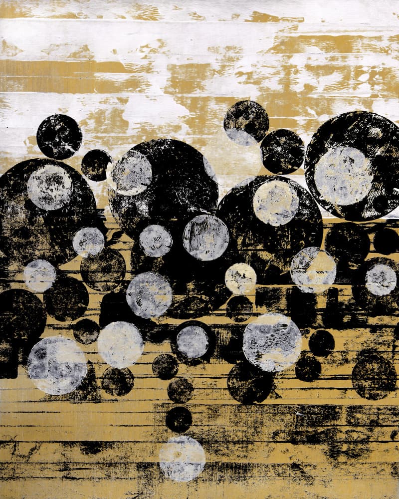 Abstract Gold Circles by Petr Strnad — canvas wall art