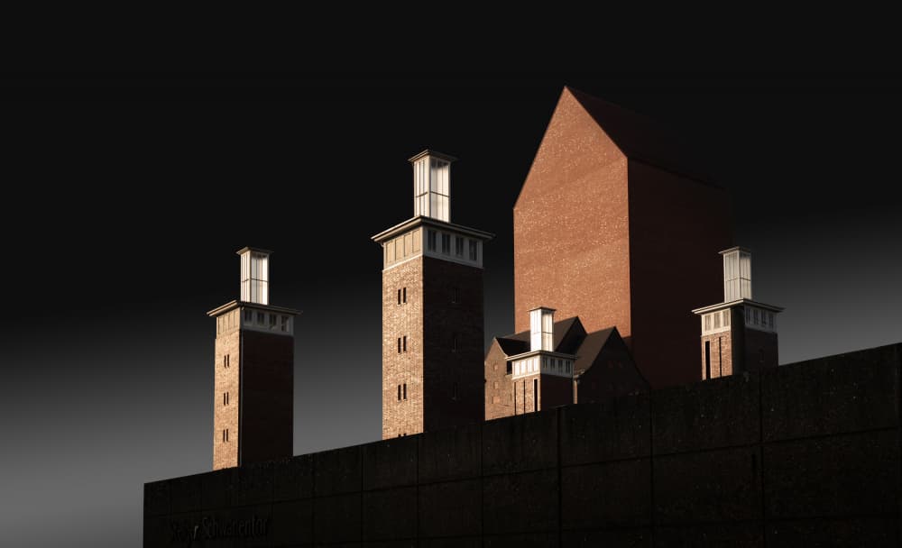 Geometric City Towers by Jörg Vollrath — canvas wall art