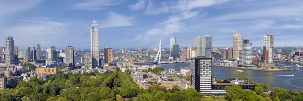 Vibrant Rotterdam Skyline by Melanie Viola — canvas wall art