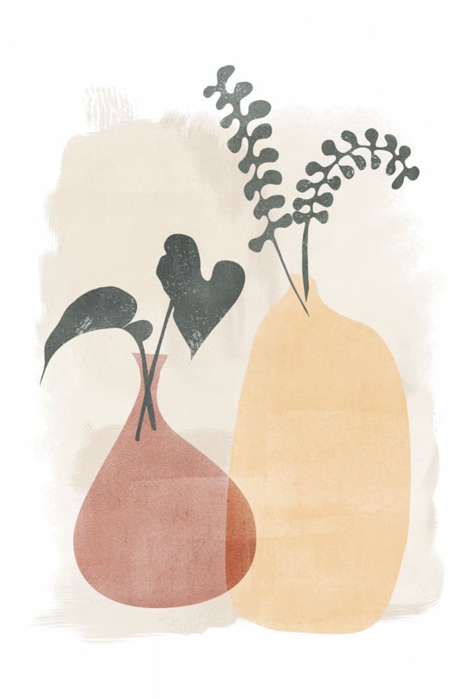Earthy Botanical Vases by Melloi Art Prints — canvas wall art