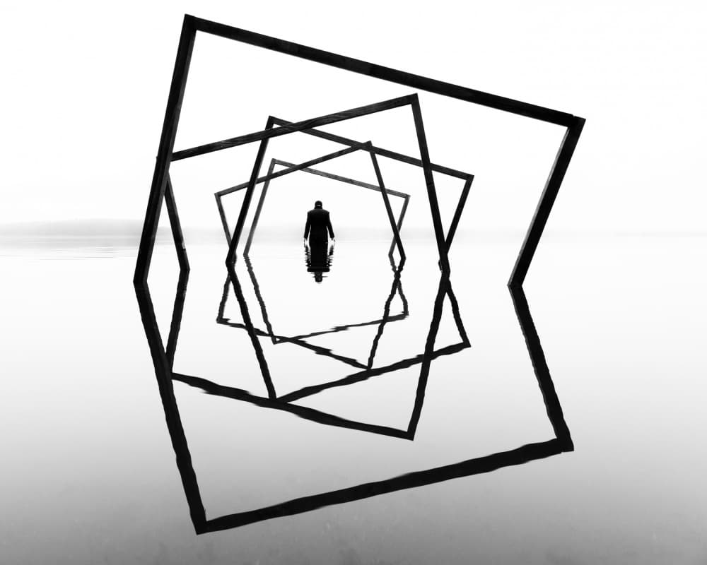 Man Through Infinite Frames by Leszek Paradowski — canvas wall art