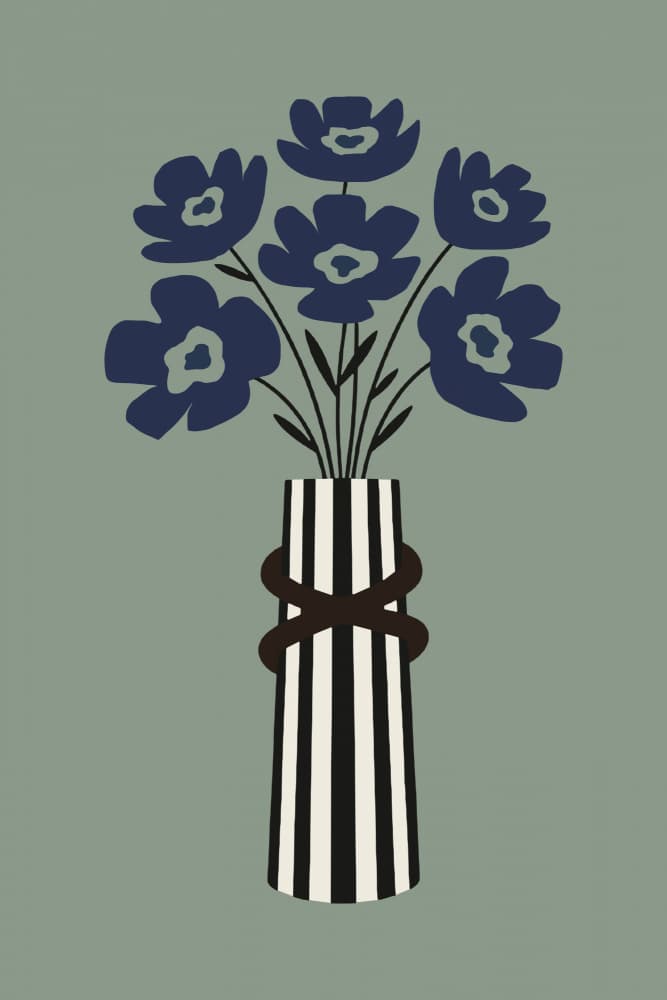Modern Blue Bouquet by cartissi — canvas wall art