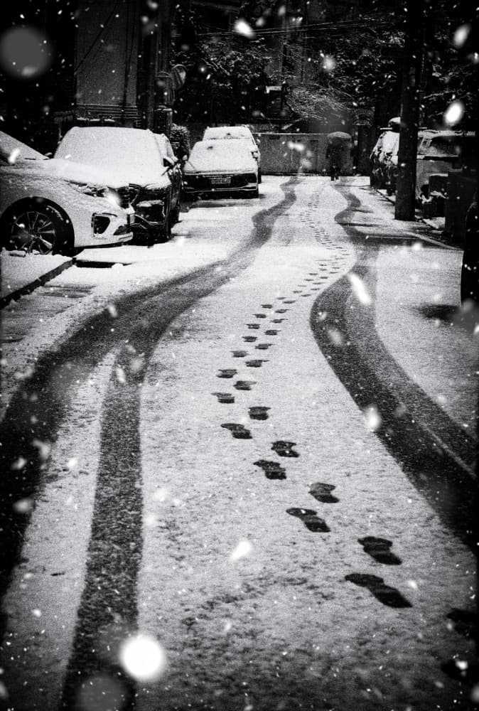 Footprints In Fresh Snow by Mi Young Choi — canvas wall art