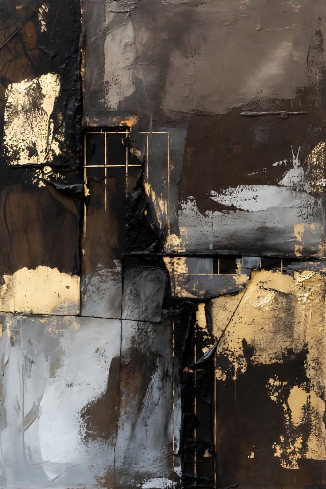 Golden Urban Abstract by Miguel Bruzual — canvas wall art