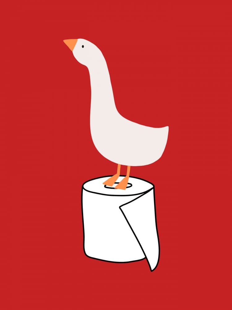 Whimsical Toilet Goose by Jolly and Dash — canvas wall art