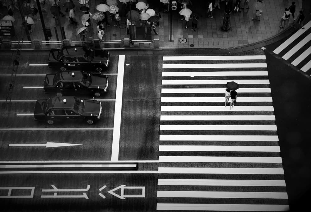 Rainy City Crosswalk by Reiko kiri — canvas wall art