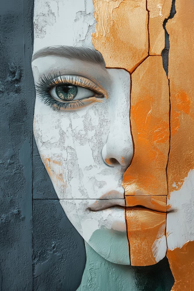 Cracked Golden Face by Mauro — canvas wall art