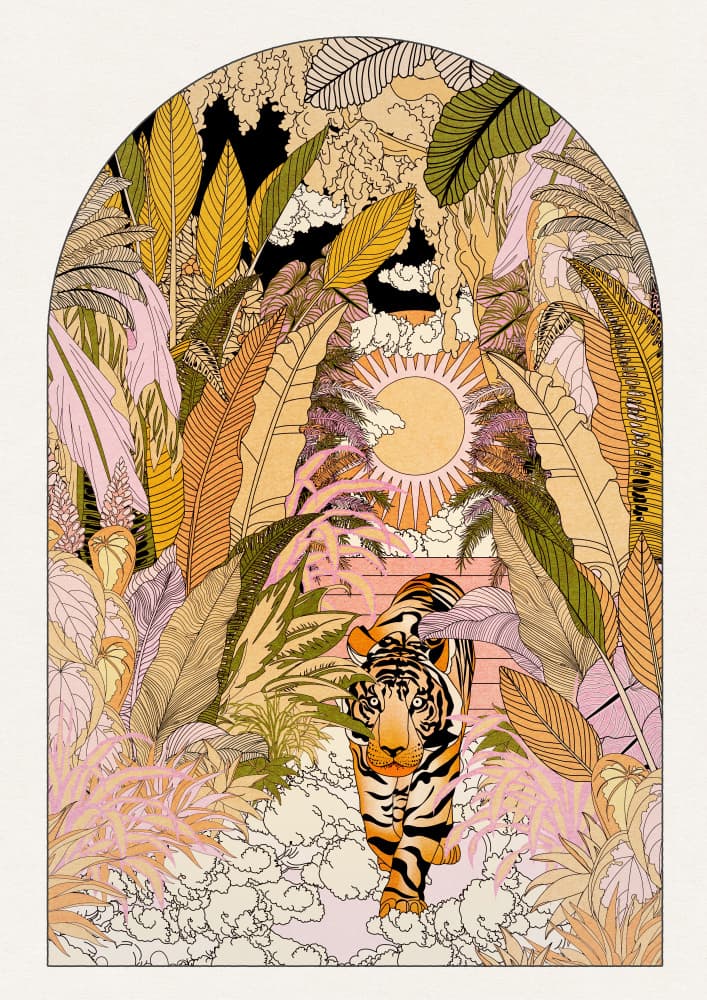Sunlit Jungle Tiger by OMG Kitty — canvas wall art