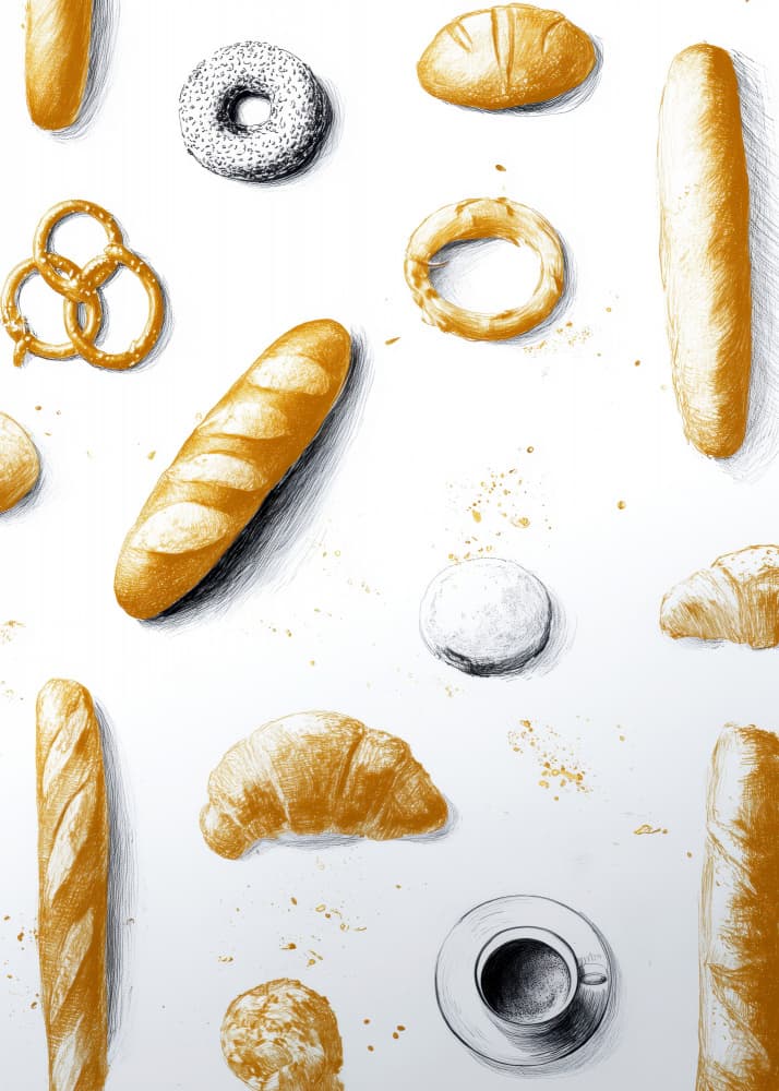 Golden Bakery Sketch by Justyna Jaszke — canvas wall art