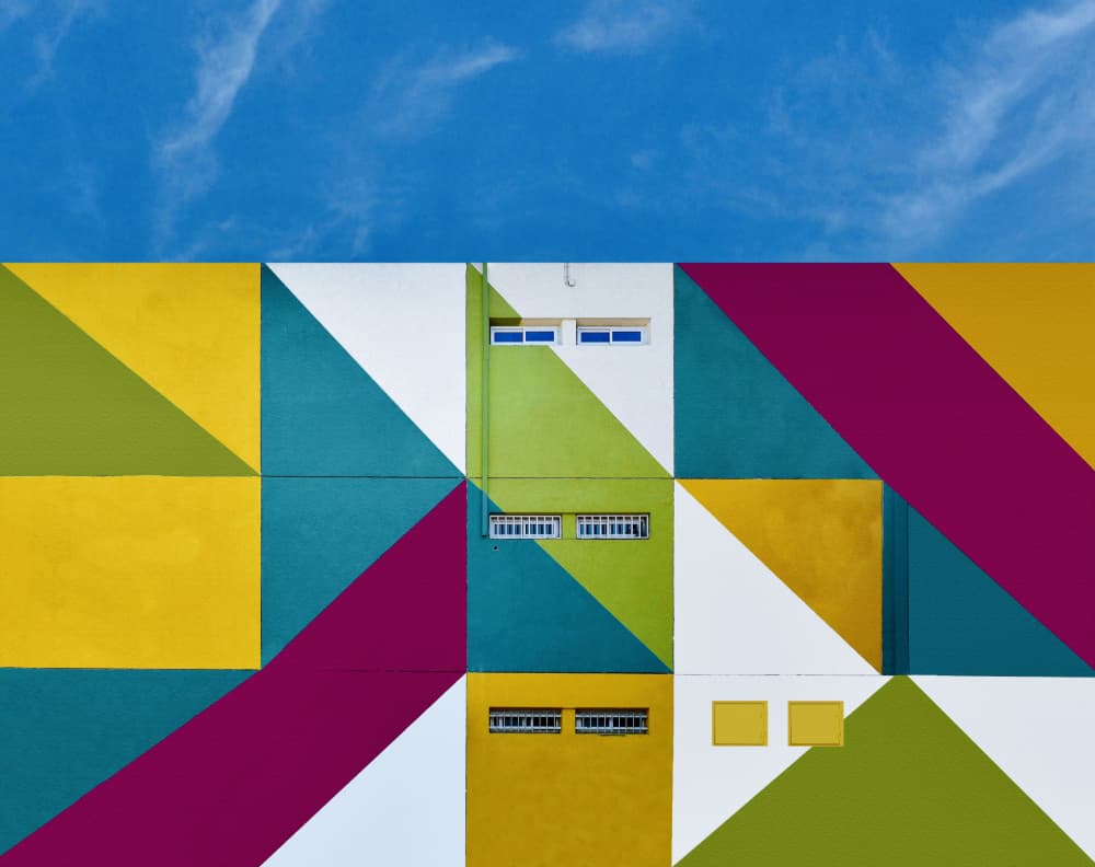 Colorful Geometric Facade by Arnon Orbach — canvas wall art