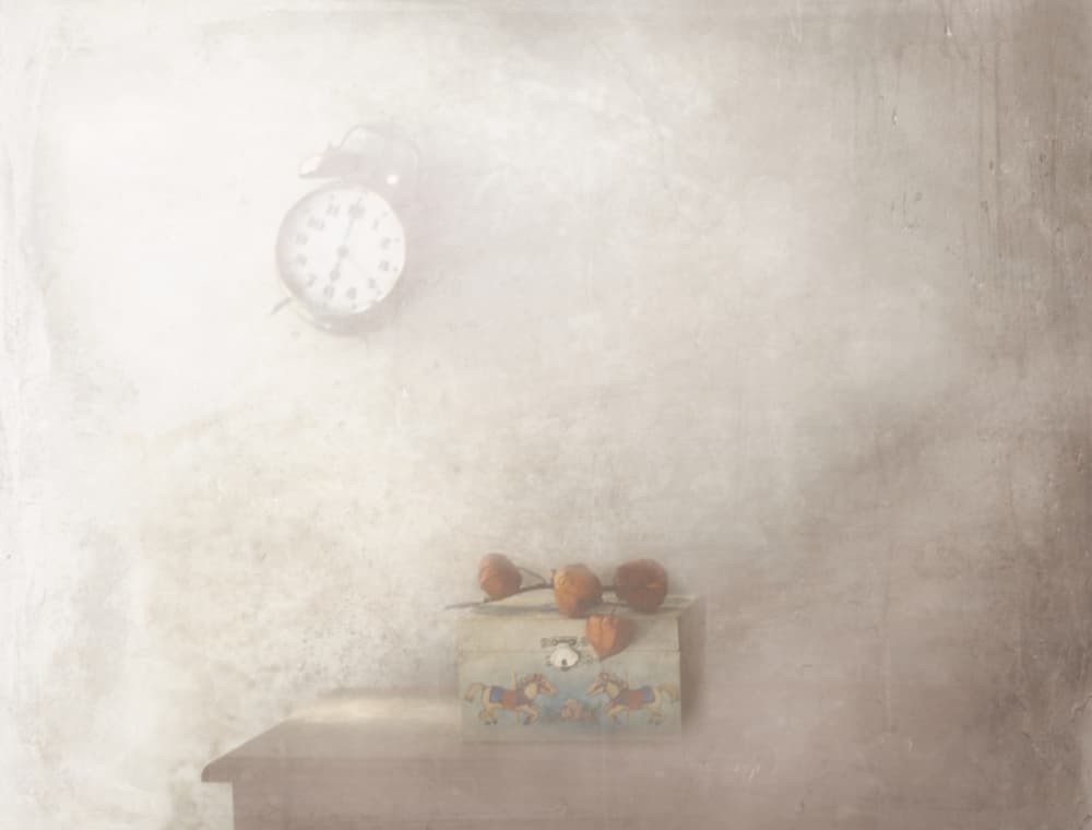 Vintage Clock Still Life by Delphine Devos — canvas wall art
