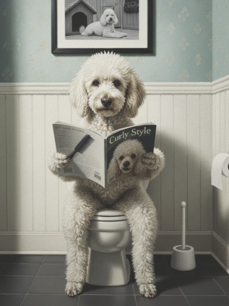 Curly Dog Reading by Andreas Magnusson — canvas wall art
