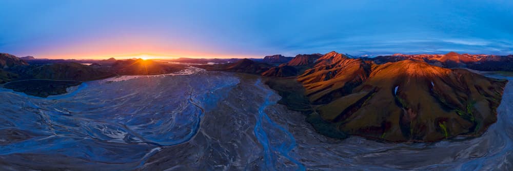 Braided River Sunset Valley by John Fan — canvas wall art