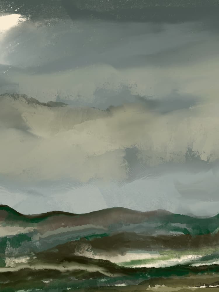 Moody Mountain Landscape by Josie George — canvas wall art