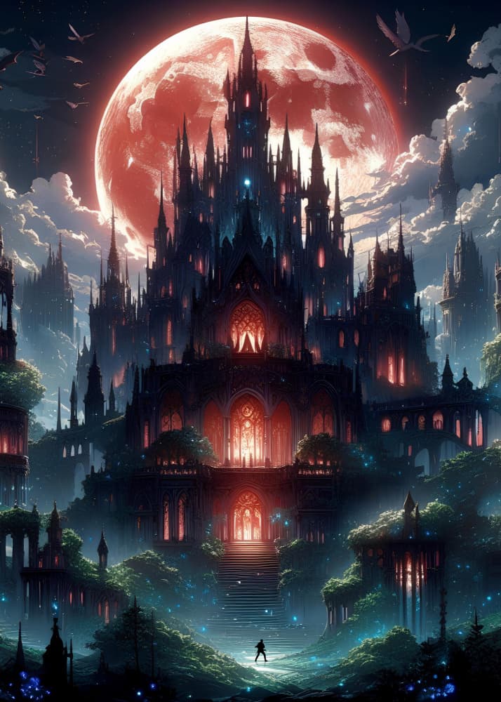 Blood Moon Castle by Ritvik takkar — canvas wall art