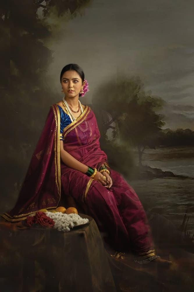 Traditional Indian Portrait by PARTHA BHATTACHARYYA — canvas wall art