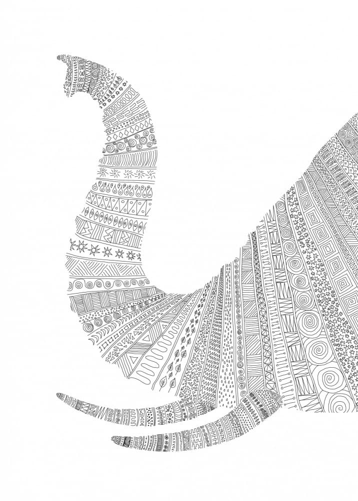 Zentangle Elephant Trunk by Florent Bodart — canvas wall art