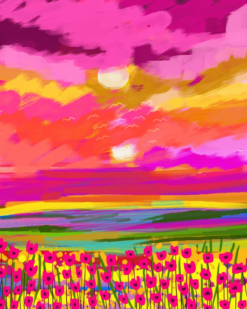 Vibrant Tulip Sunset by Uma Gokhale — canvas wall art