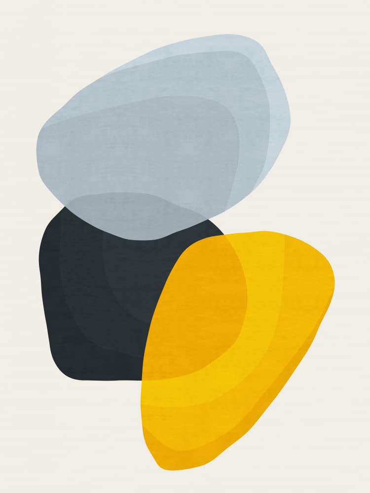 Blue Yellow Abstract Shapes by Vitor Costa — canvas wall art