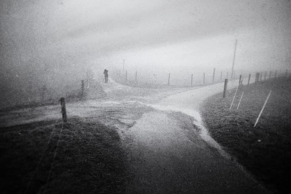 Misty Crossroads by Adam Dauria ☂ — canvas wall art