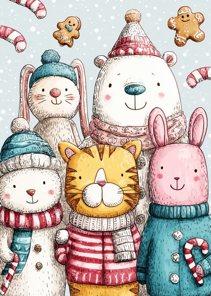 Adorable Winter Animals by Justyna Jaszke — canvas wall art