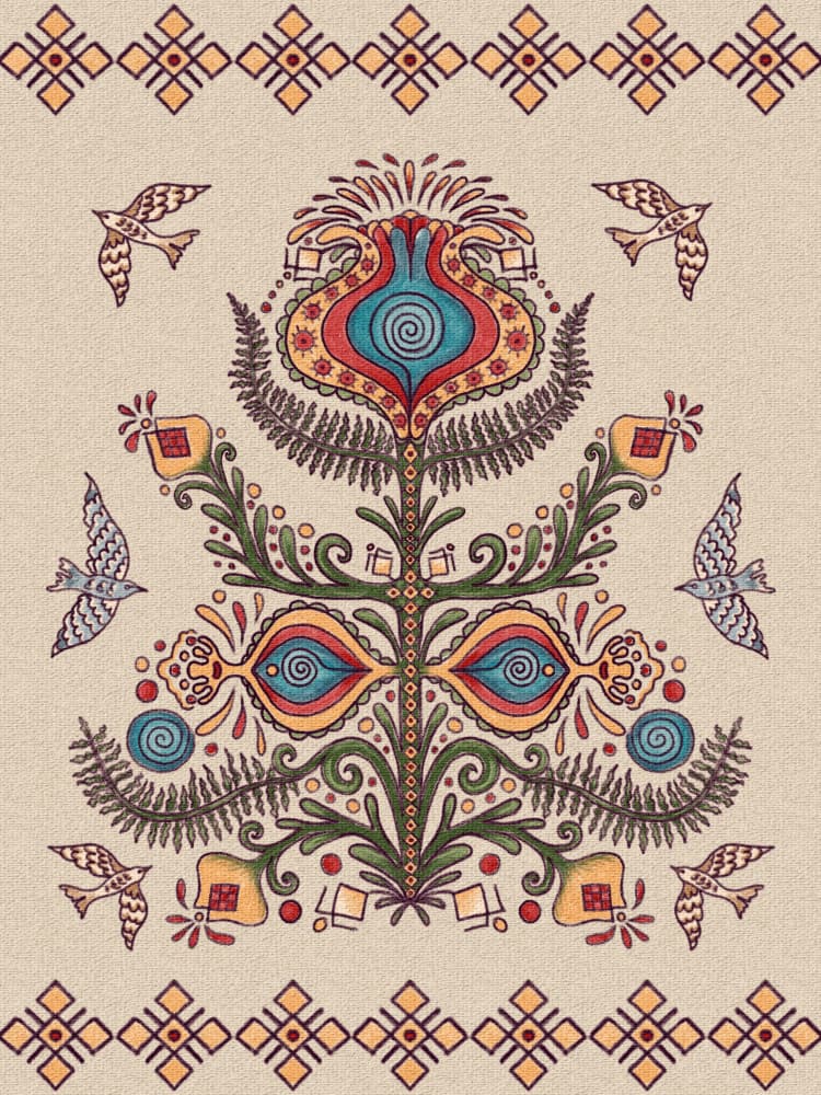Tree of Life - Ukrainian Folktale Art by Olena Kovalova — canvas wall art