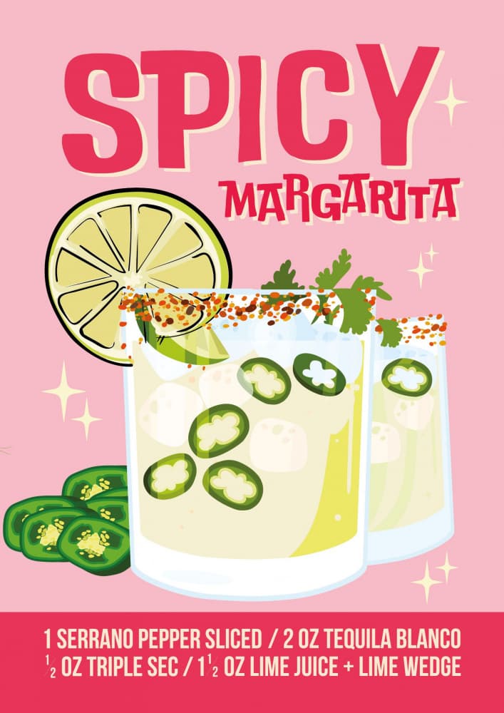Spicy Margarita Cocktail Recipe by WallChart Art Studio — canvas wall art