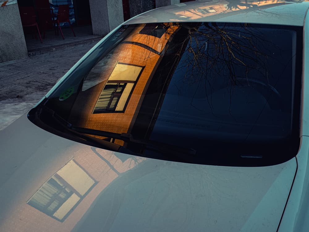 Sunlit Car Reflections by Bego Amare — canvas wall art
