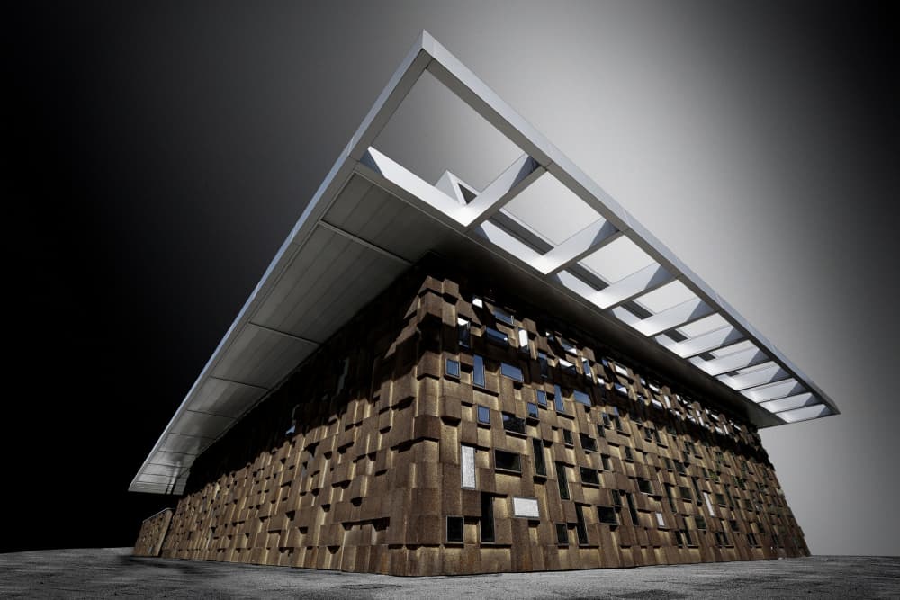 Modern Geometric Building by Jorge Pimenta — canvas wall art