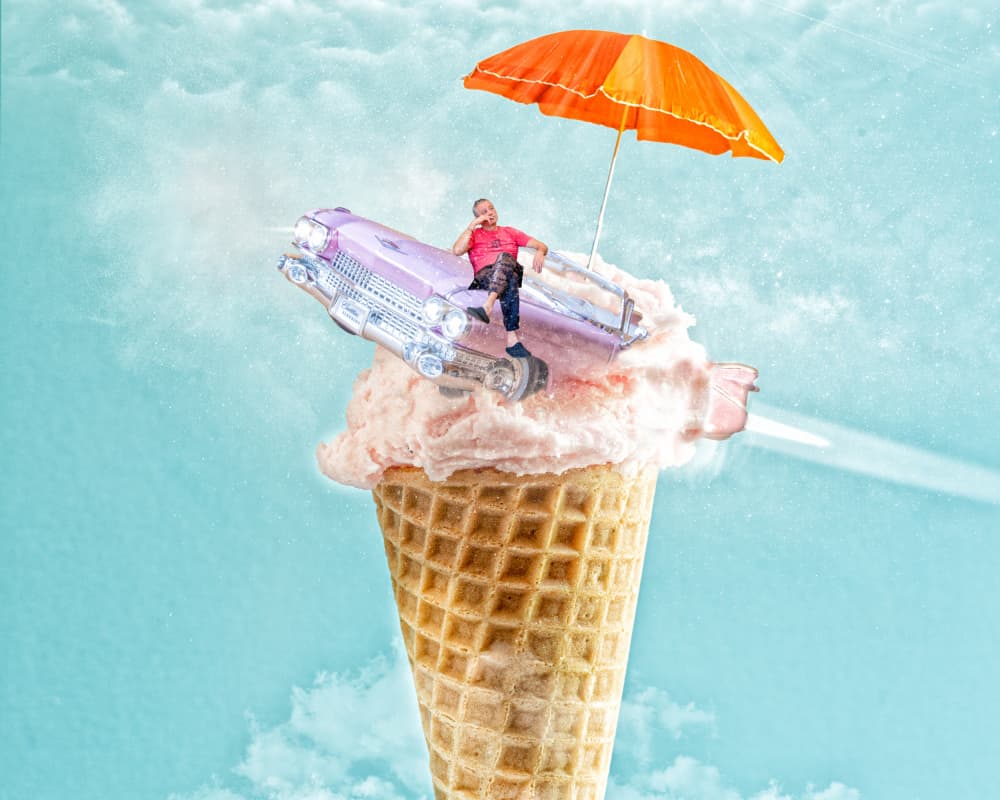 Ice Cream Car Flight by Leonid Yermoshkin — canvas wall art