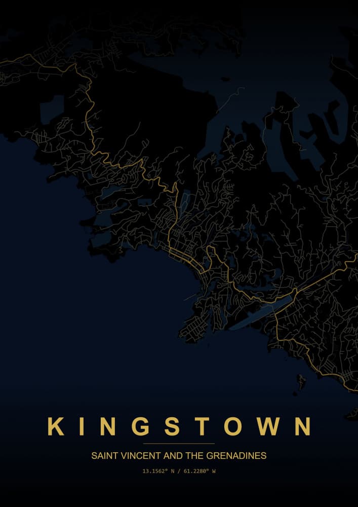 Kingstown City Night Map by HUGO — canvas wall art