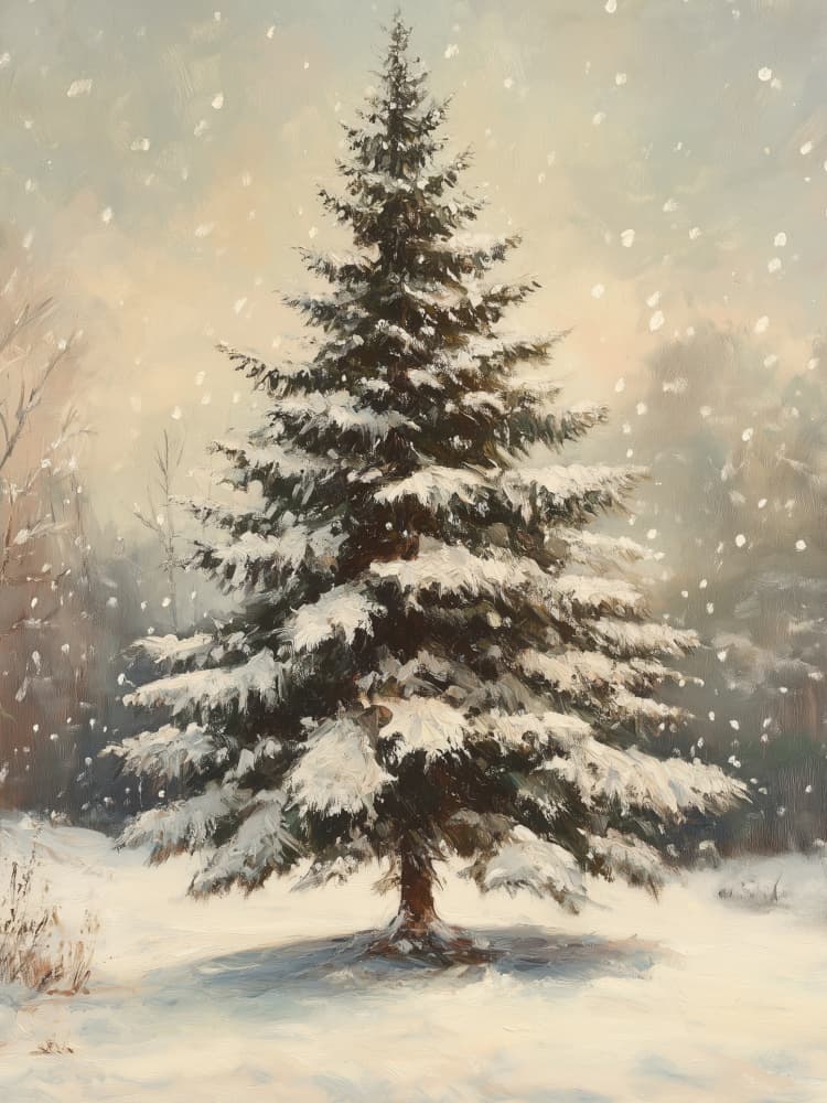 Snowy Winter Pine by Jolly and Dash — canvas wall art