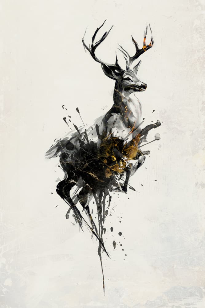 Abstract Gold Stag by Rafal Kulik — canvas wall art