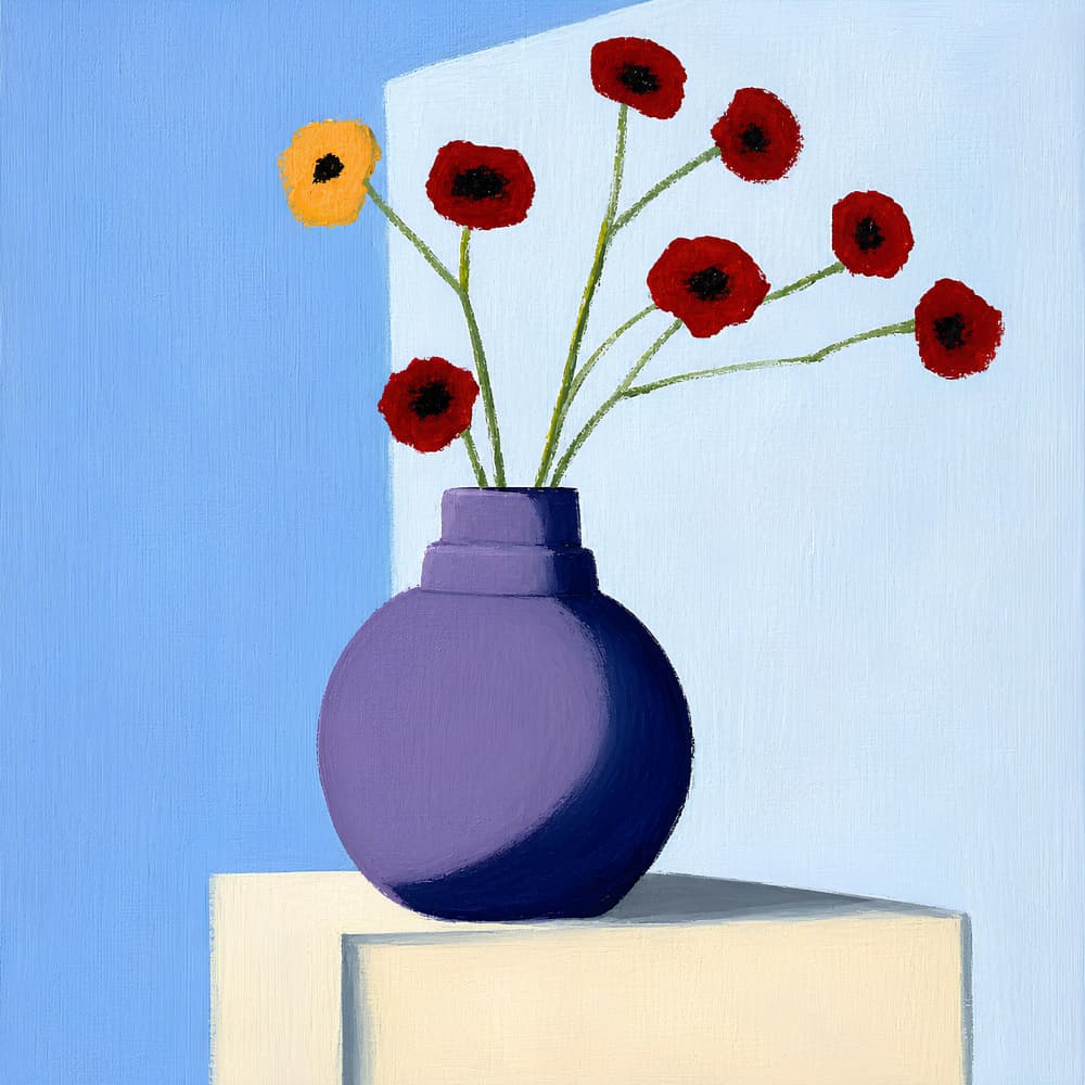 Poppies in Purple Vase by Avanesova Elena — canvas wall art
