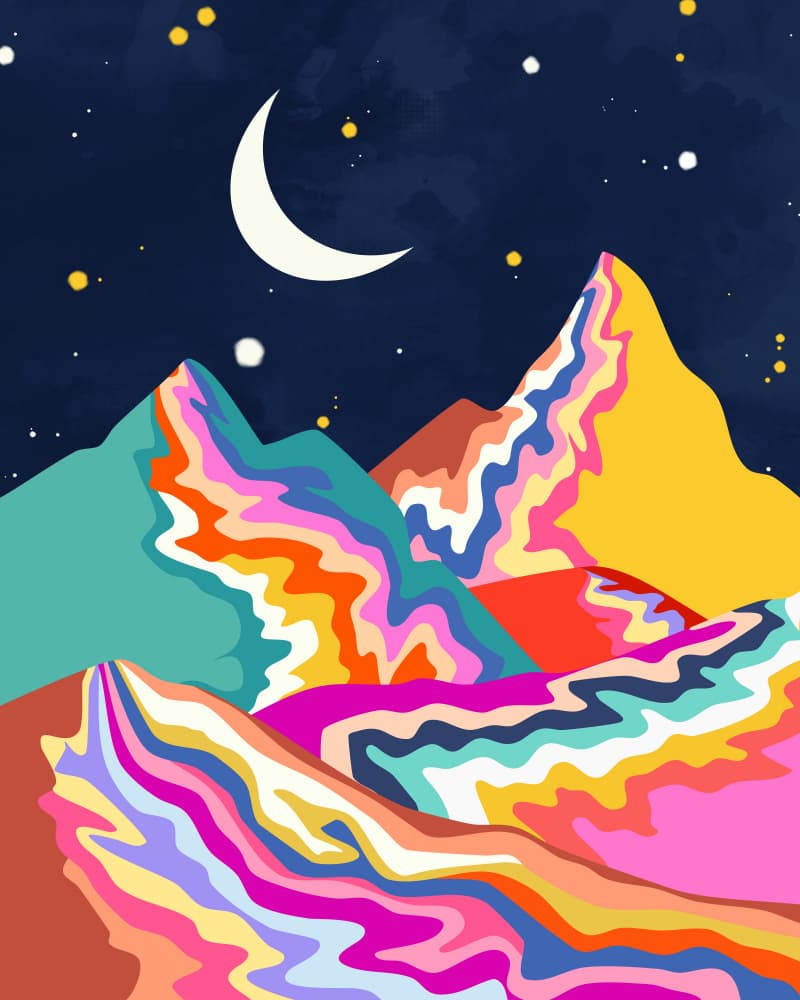 Vibrant Mountain Moon by Kintsugi99 — canvas wall art