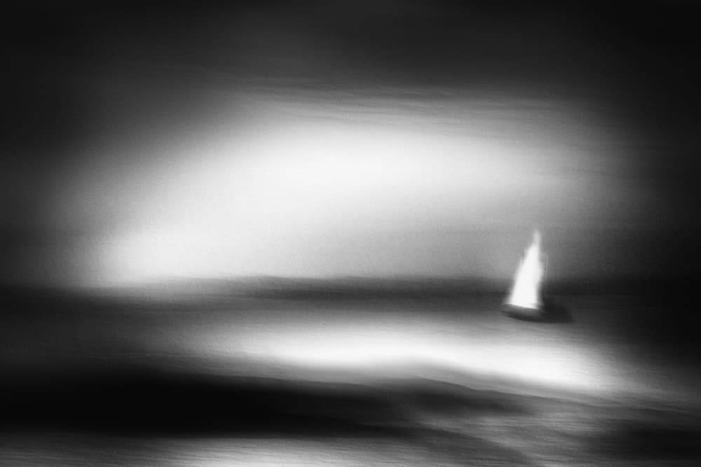 Lone Sailboat Serene Sea by Gustav Davidsson — canvas wall art