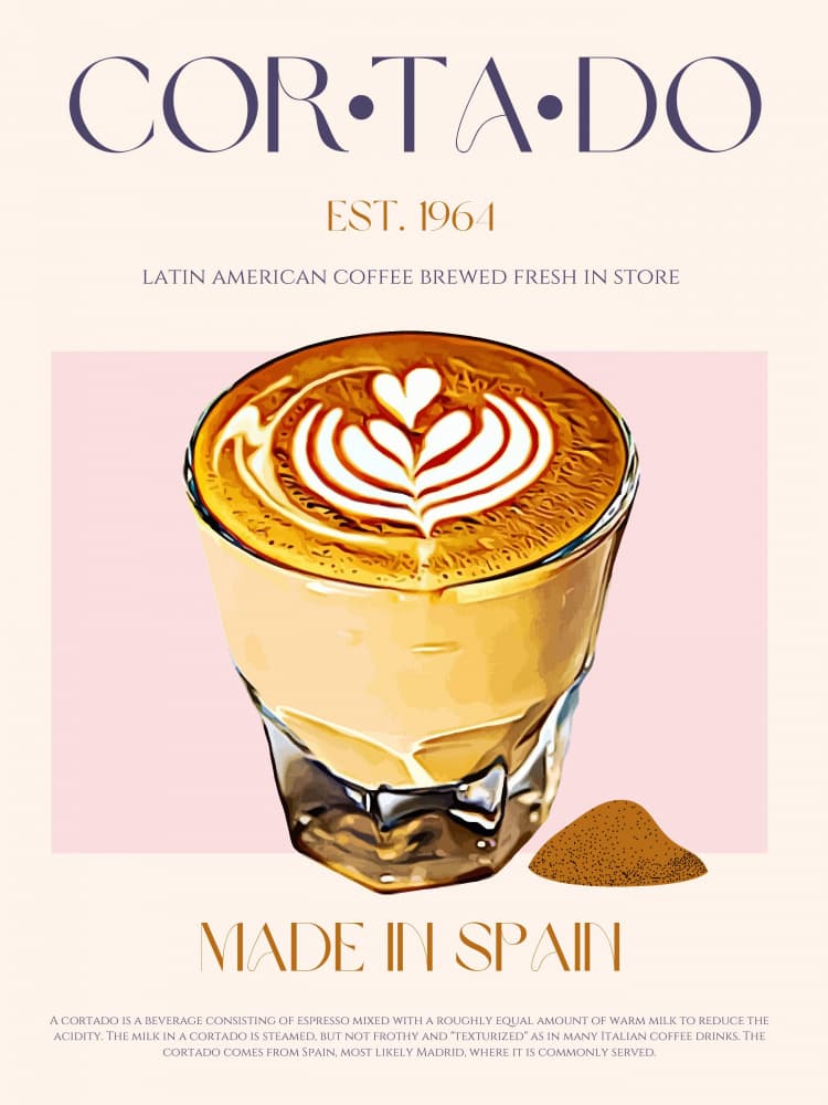 Cortado Coffee Latte Art by Nazma Khokhar — canvas wall art