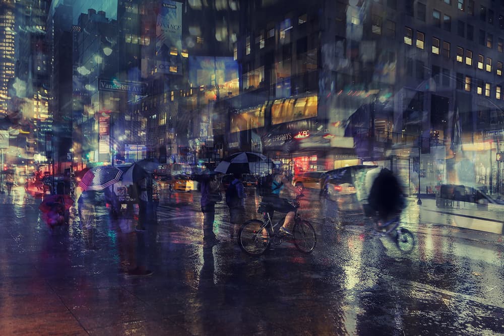 Rainy City Reflections by Massimo Della Latta — canvas wall art