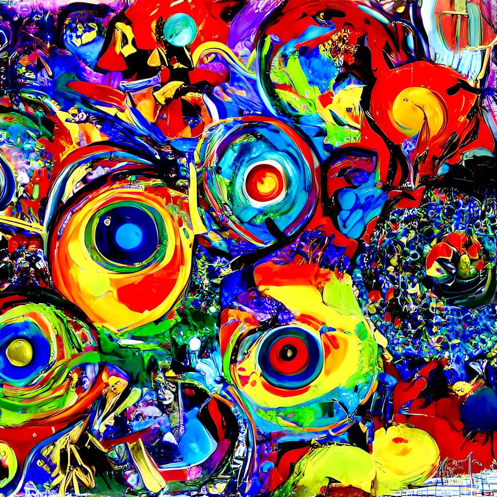 Vibrant Abstract Circles by mnemonixART — canvas wall art