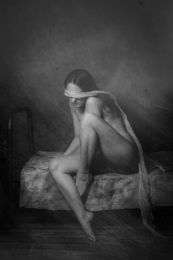 Vulnerable Blindfolded Woman by Ruth Franke — canvas wall art