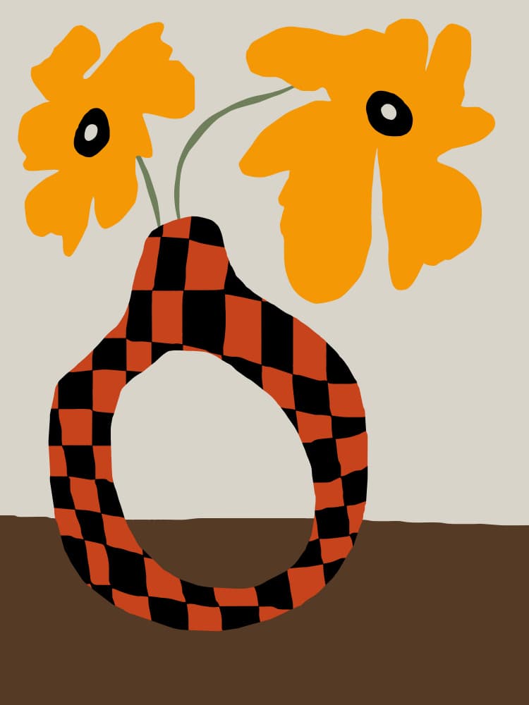 Bold Orange Flowers by Miho Art Studio — canvas wall art