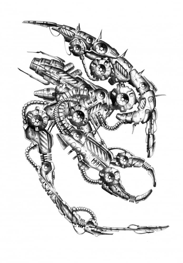Science Fiction Cyborg Art Drawing Sketch 70 by Kulik — canvas wall art