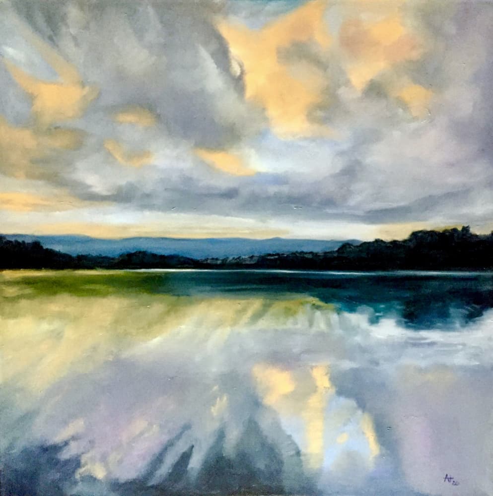 Golden Sky Reflection by Alexandra Higgins — canvas wall art