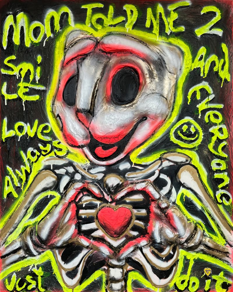 Smiling Skeleton Heart by Guldhart — canvas wall art